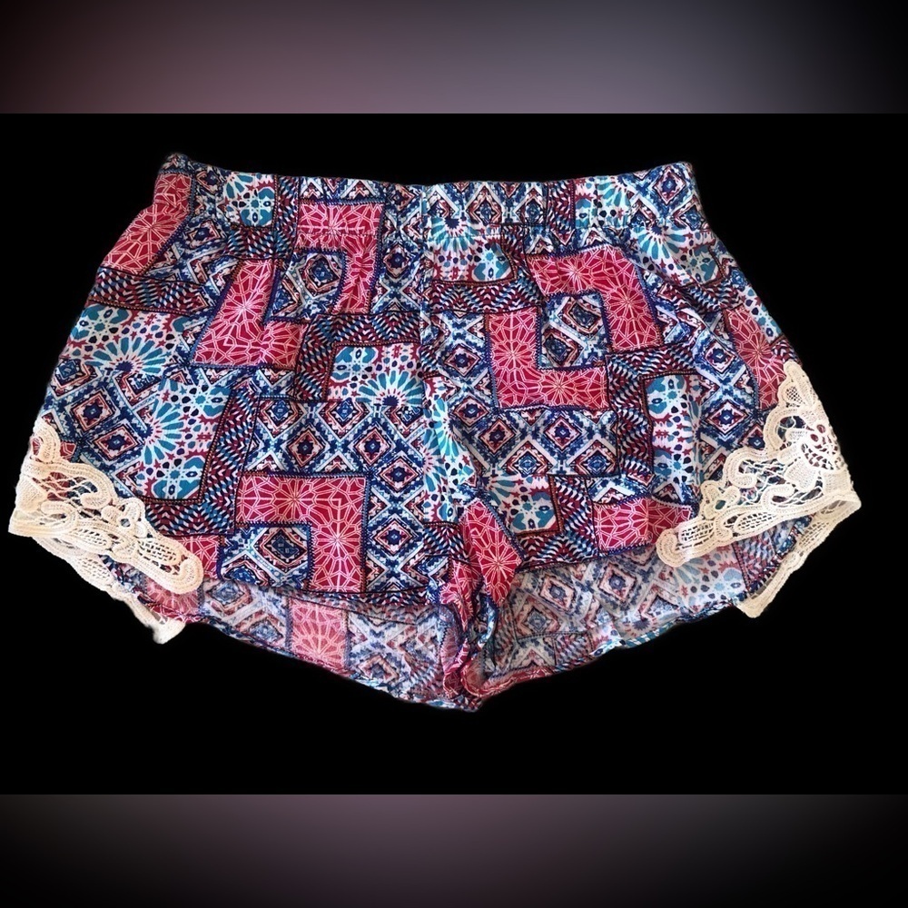 NOBO Juniors Medium (7-9) Pink and Blue Patterned Summer Shorts